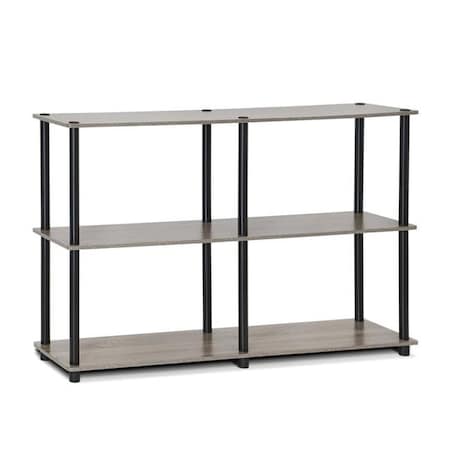 Furinno Furinno 99130GYW-BK Turn-N-Tube 3-Tier Double Size Storage Display Rack; French Oak Grey & Black 99130GYW/BK